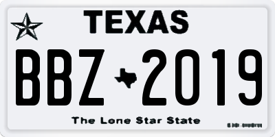 TX license plate BBZ2019
