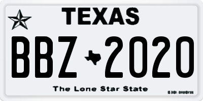 TX license plate BBZ2020