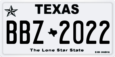 TX license plate BBZ2022