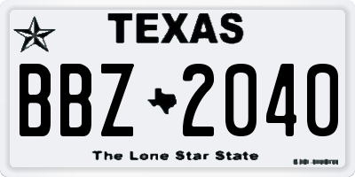 TX license plate BBZ2040