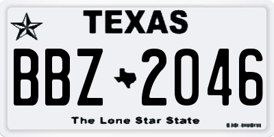 TX license plate BBZ2046