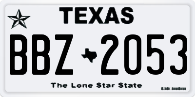 TX license plate BBZ2053