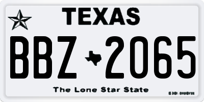 TX license plate BBZ2065