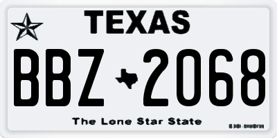TX license plate BBZ2068