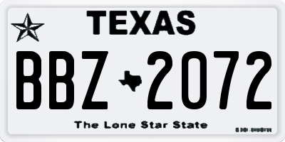 TX license plate BBZ2072