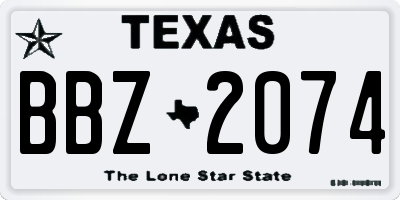TX license plate BBZ2074