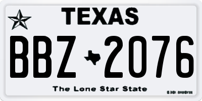 TX license plate BBZ2076
