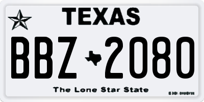 TX license plate BBZ2080
