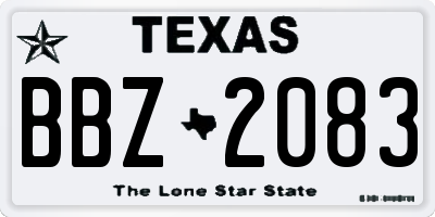 TX license plate BBZ2083