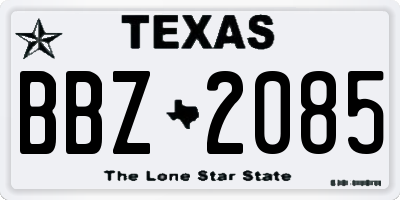 TX license plate BBZ2085