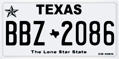 TX license plate BBZ2086