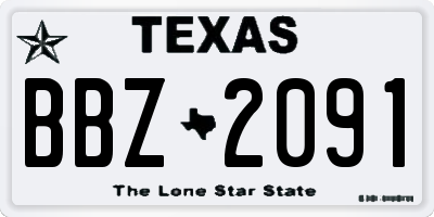 TX license plate BBZ2091