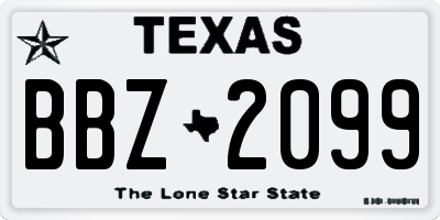 TX license plate BBZ2099