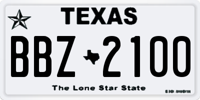 TX license plate BBZ2100