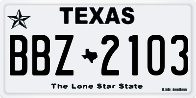 TX license plate BBZ2103