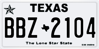 TX license plate BBZ2104