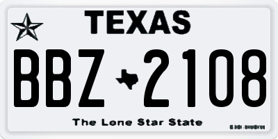 TX license plate BBZ2108