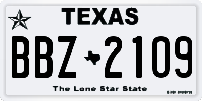 TX license plate BBZ2109