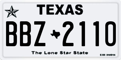 TX license plate BBZ2110