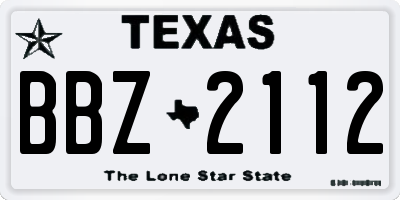 TX license plate BBZ2112