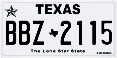 TX license plate BBZ2115
