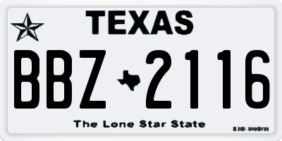 TX license plate BBZ2116