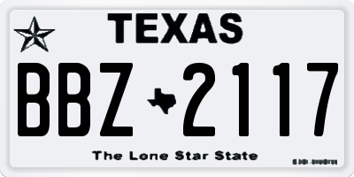 TX license plate BBZ2117