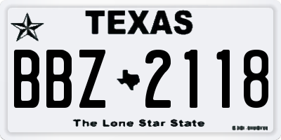 TX license plate BBZ2118
