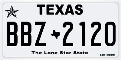 TX license plate BBZ2120