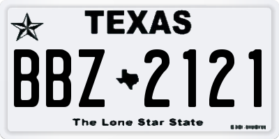 TX license plate BBZ2121