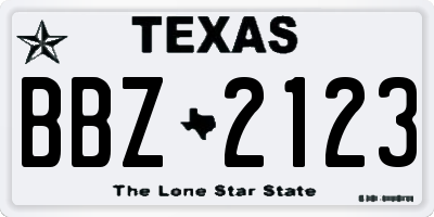 TX license plate BBZ2123