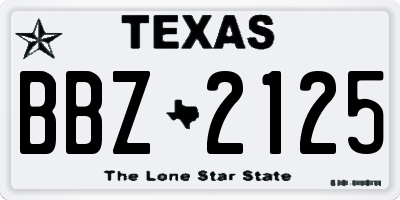 TX license plate BBZ2125