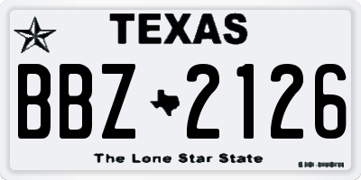 TX license plate BBZ2126