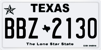 TX license plate BBZ2130