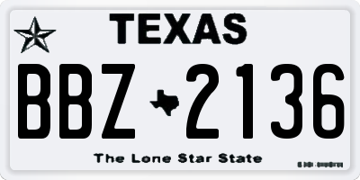 TX license plate BBZ2136