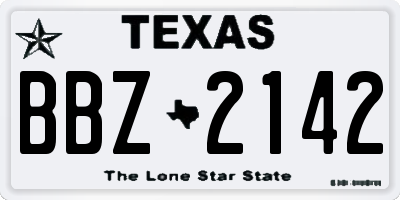 TX license plate BBZ2142