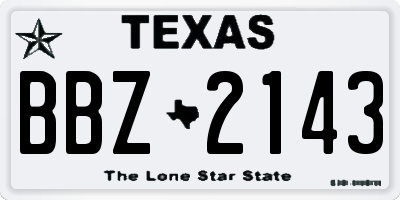 TX license plate BBZ2143