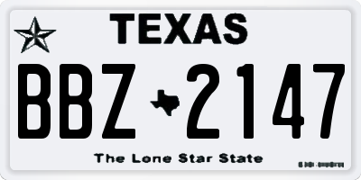 TX license plate BBZ2147