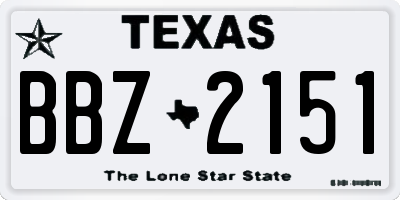 TX license plate BBZ2151