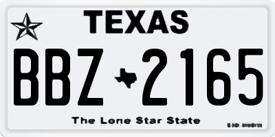 TX license plate BBZ2165