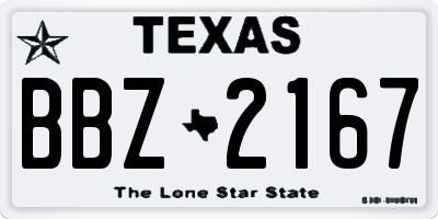 TX license plate BBZ2167