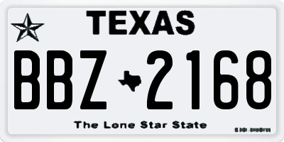 TX license plate BBZ2168