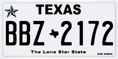 TX license plate BBZ2172