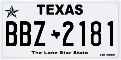 TX license plate BBZ2181