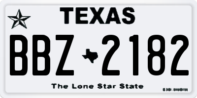 TX license plate BBZ2182