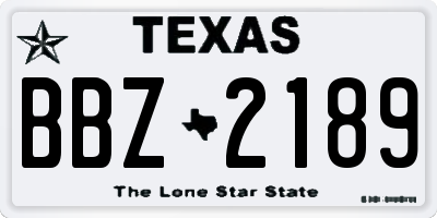 TX license plate BBZ2189