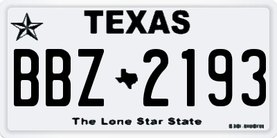 TX license plate BBZ2193
