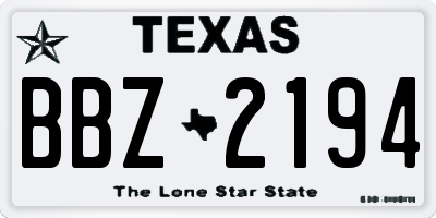 TX license plate BBZ2194