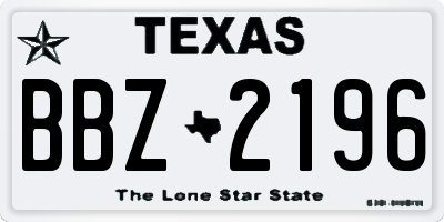 TX license plate BBZ2196