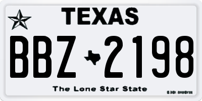 TX license plate BBZ2198